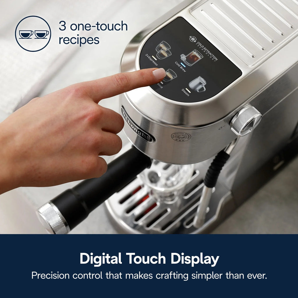 2026 NewDe’Longhi Dedica Duo Espresso Machine, Compact Size with Built in Frother for Latte Art, Brew Espresso, Cold Brew, Lattes & More, Stainless Steel