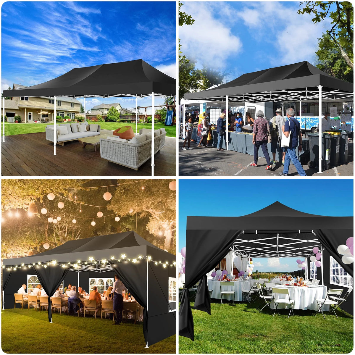 COBIZI 13x26 Heavy Duty Commercial Canopy Tent,Easy Pop Up Party Tent Gazebo,Outdoor Portable Party Canopy,Extra-large Size Space For Outside Wedding Gathering Activities,Waterproof&UPF 50+,White