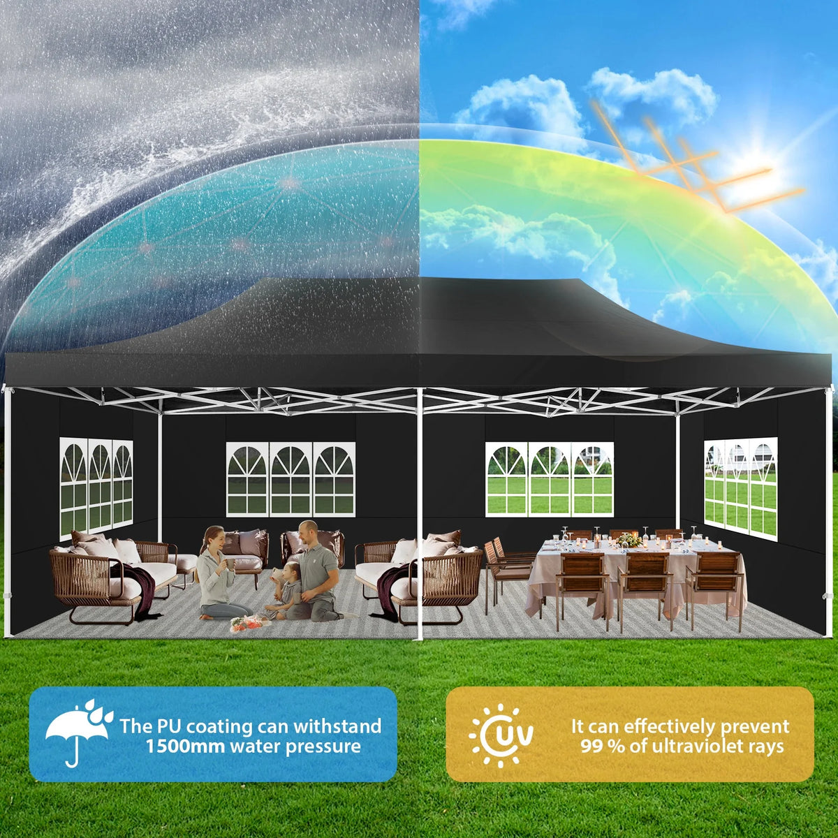 COBIZI 13x26 Heavy Duty Commercial Canopy Tent,Easy Pop Up Party Tent Gazebo,Outdoor Portable Party Canopy,Extra-large Size Space For Outside Wedding Gathering Activities,Waterproof&UPF 50+,White