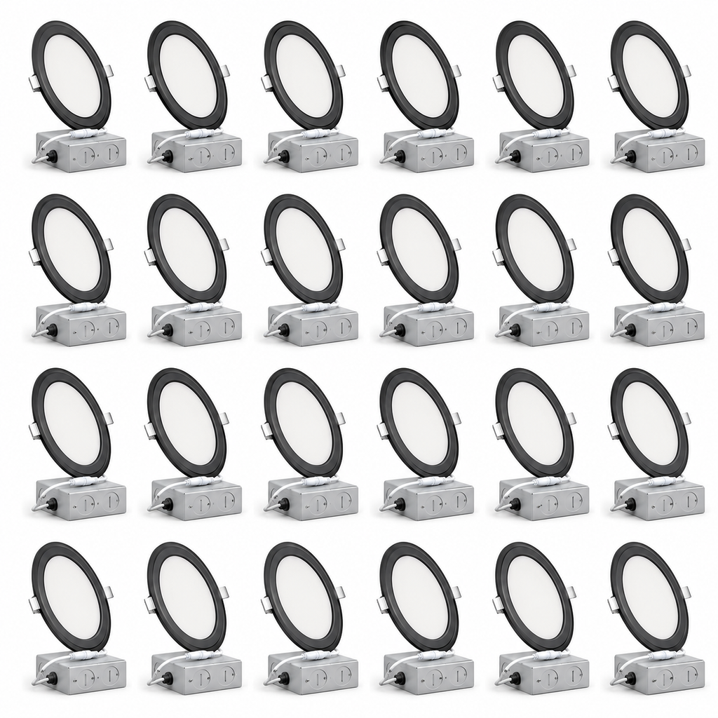 24-Pack 6-Inch Ultra-Thin LED Recessed Lights with J-Box, 5CCT, 1050LM, Dimmable