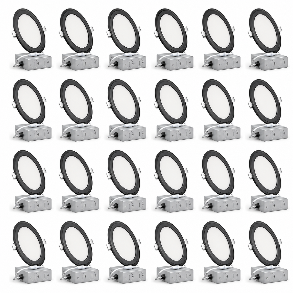 24-Pack 6-Inch Ultra-Thin LED Recessed Lights with J-Box, 5CCT, 1050LM, Dimmable