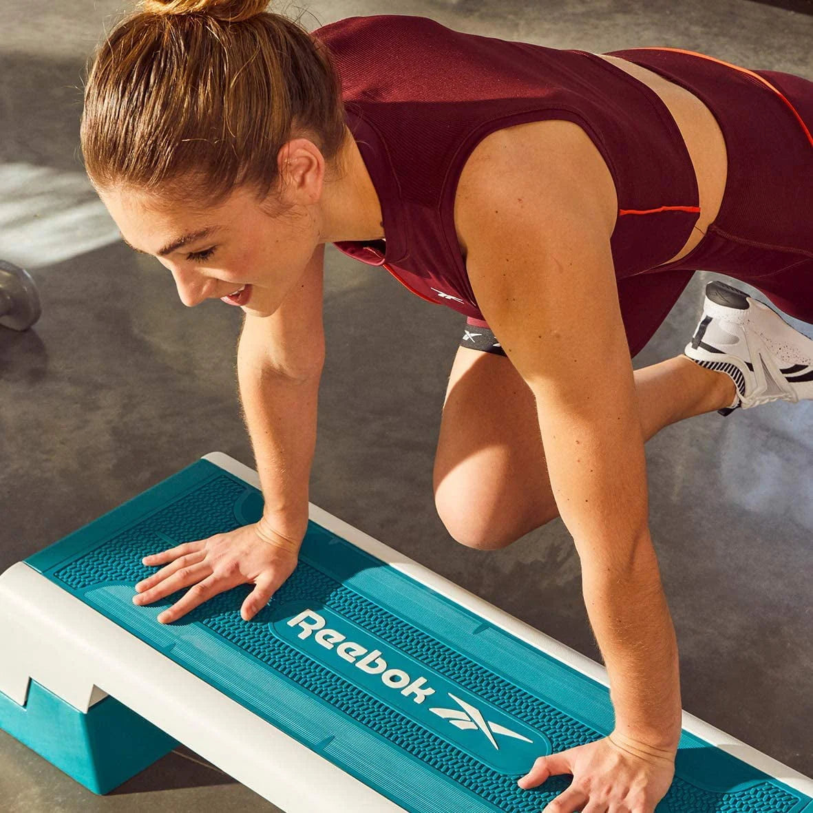 Reebok Fitness Multipurpose Aerobic Strength Training Workout Step, Teal