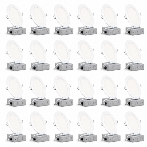 24-Pack 6-Inch Ultra-Thin LED Recessed Lights with J-Box, 5CCT, 1050LM, Dimmable
