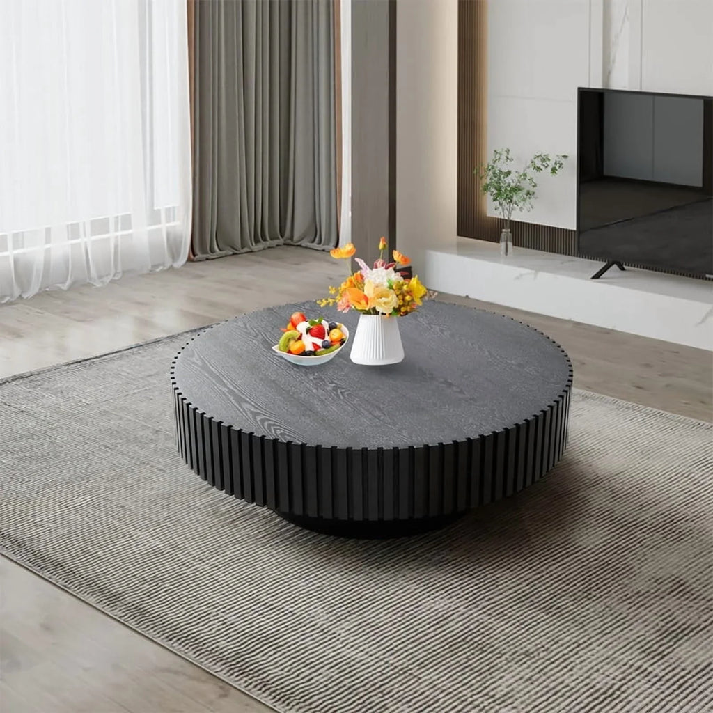 2026 NewFFH 43.7 inch Oval Coffee Table for Living Room,Handcraft Rustic Corner Coffee Table Nature Wood Relief Sturdy Pedestal for Apartmen,Side Table Centre Table,Nature Wood