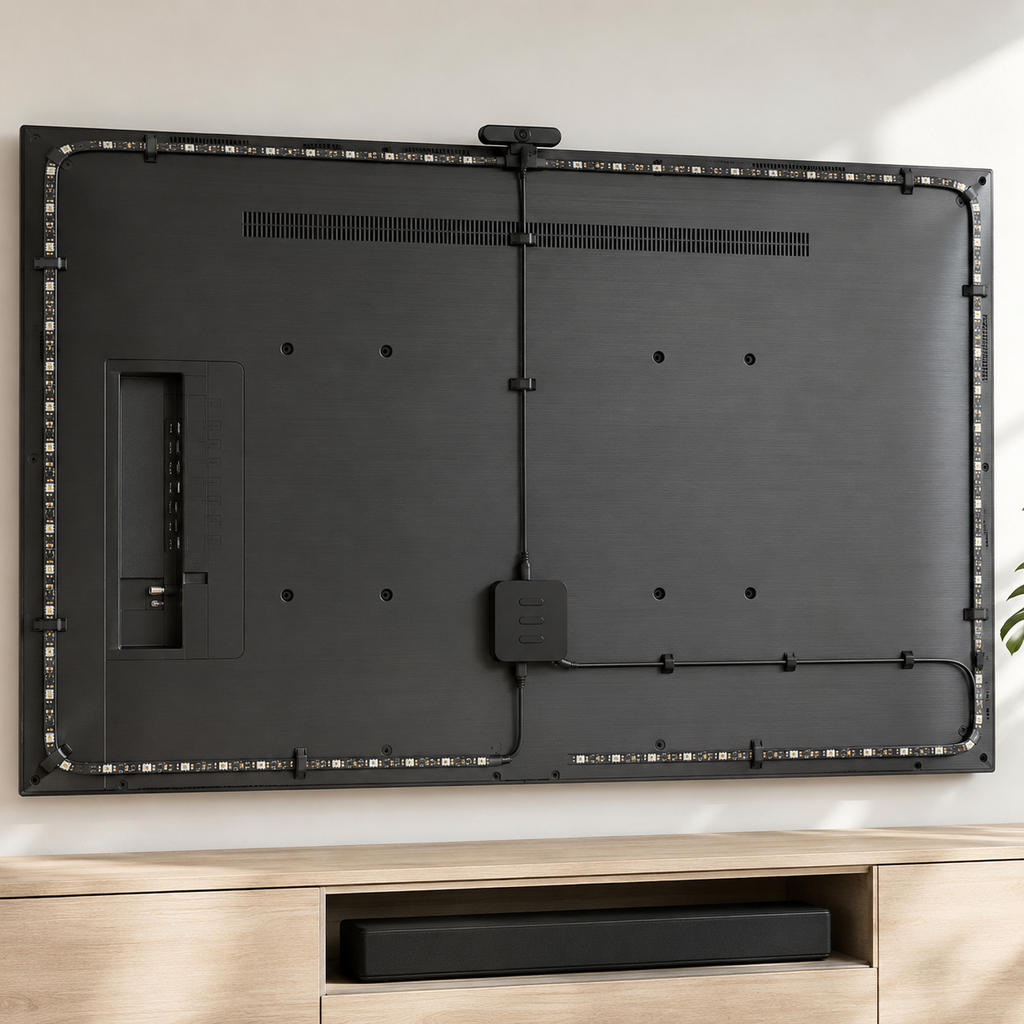 RGBICW TV Backlight with Camera, 16.4ft Smart LED Strip for 75-85 Inch TVs