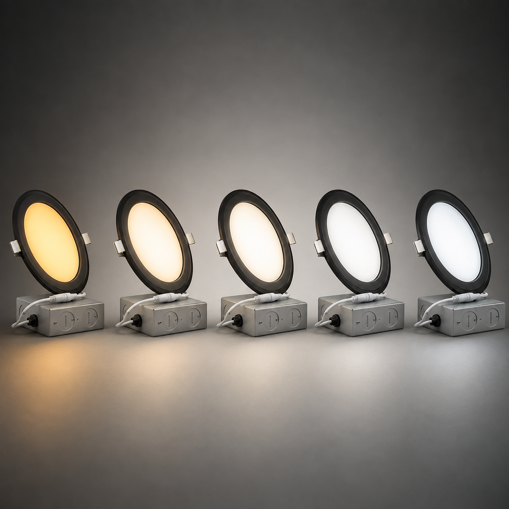 24-Pack 6-Inch Ultra-Thin LED Recessed Lights with J-Box, 5CCT, 1050LM, Dimmable