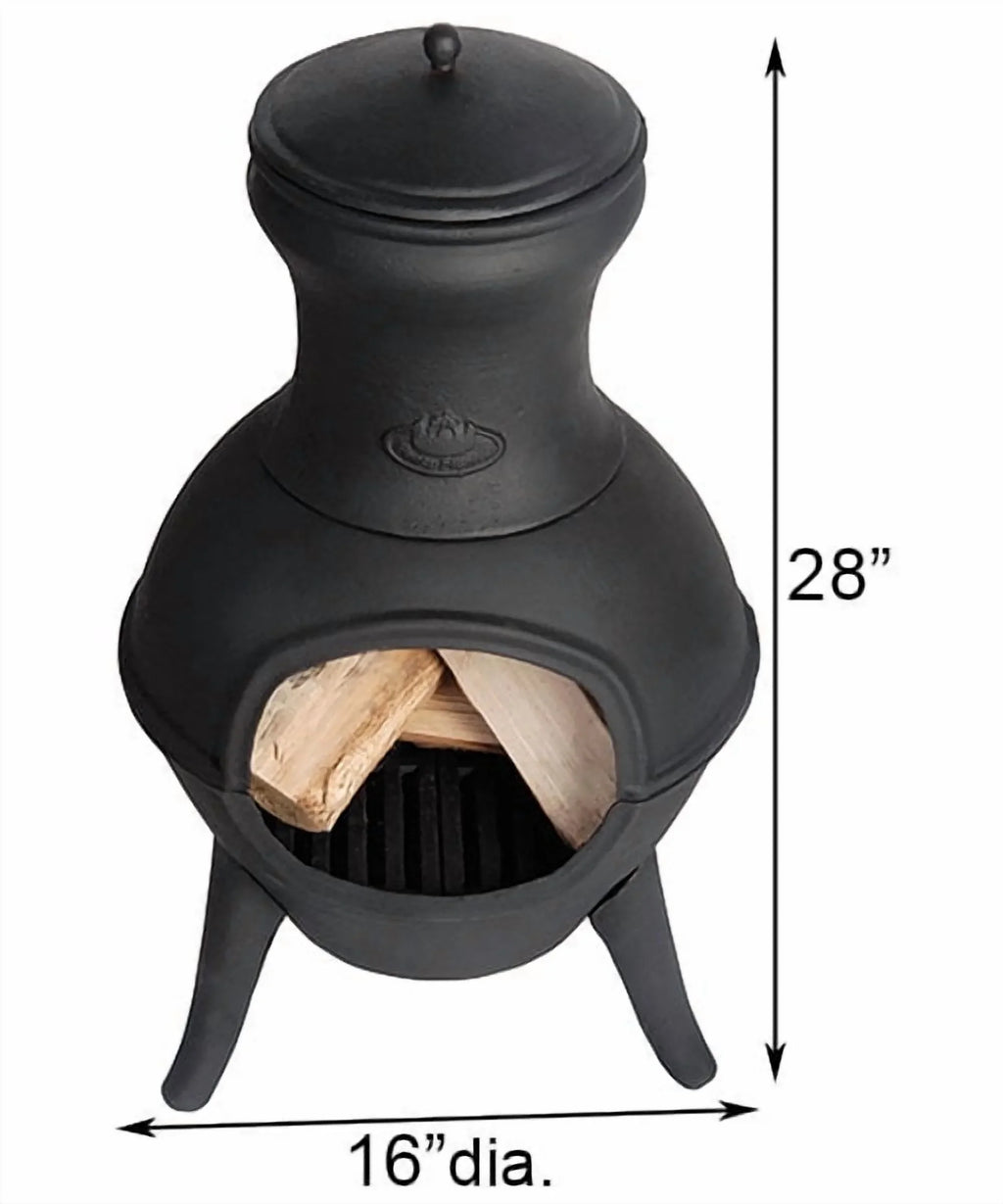 2026 NewEsschert Design 26" Black Finish Cast Iron Chiminea