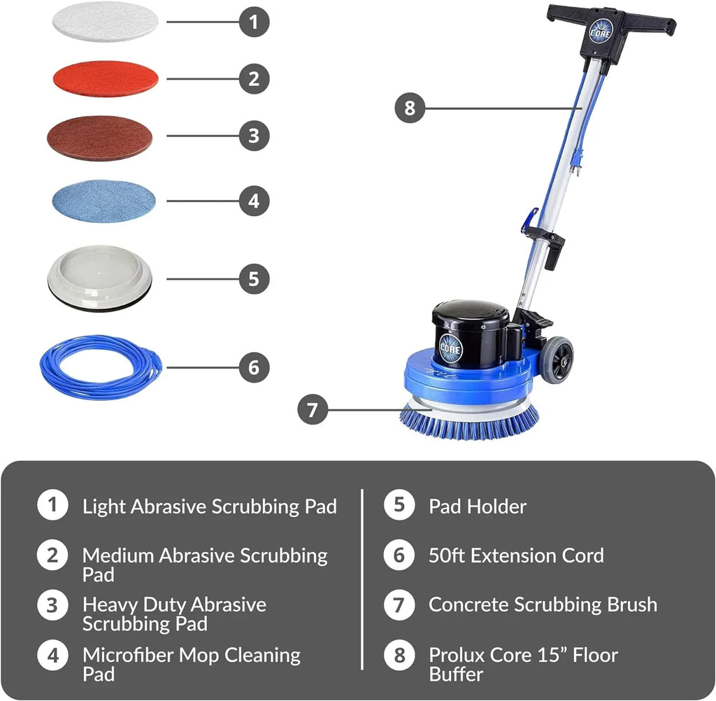 2026 NewProlux Core Heavy Duty Commercial Floor Polisher Buffer Scrubber Machine and 5 Pads