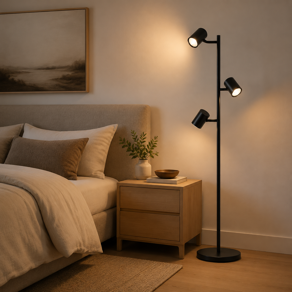 Matter-Compatible Smart Tree Floor Lamp, 3 Rotatable Lights, 64 Scenes & Music Sync