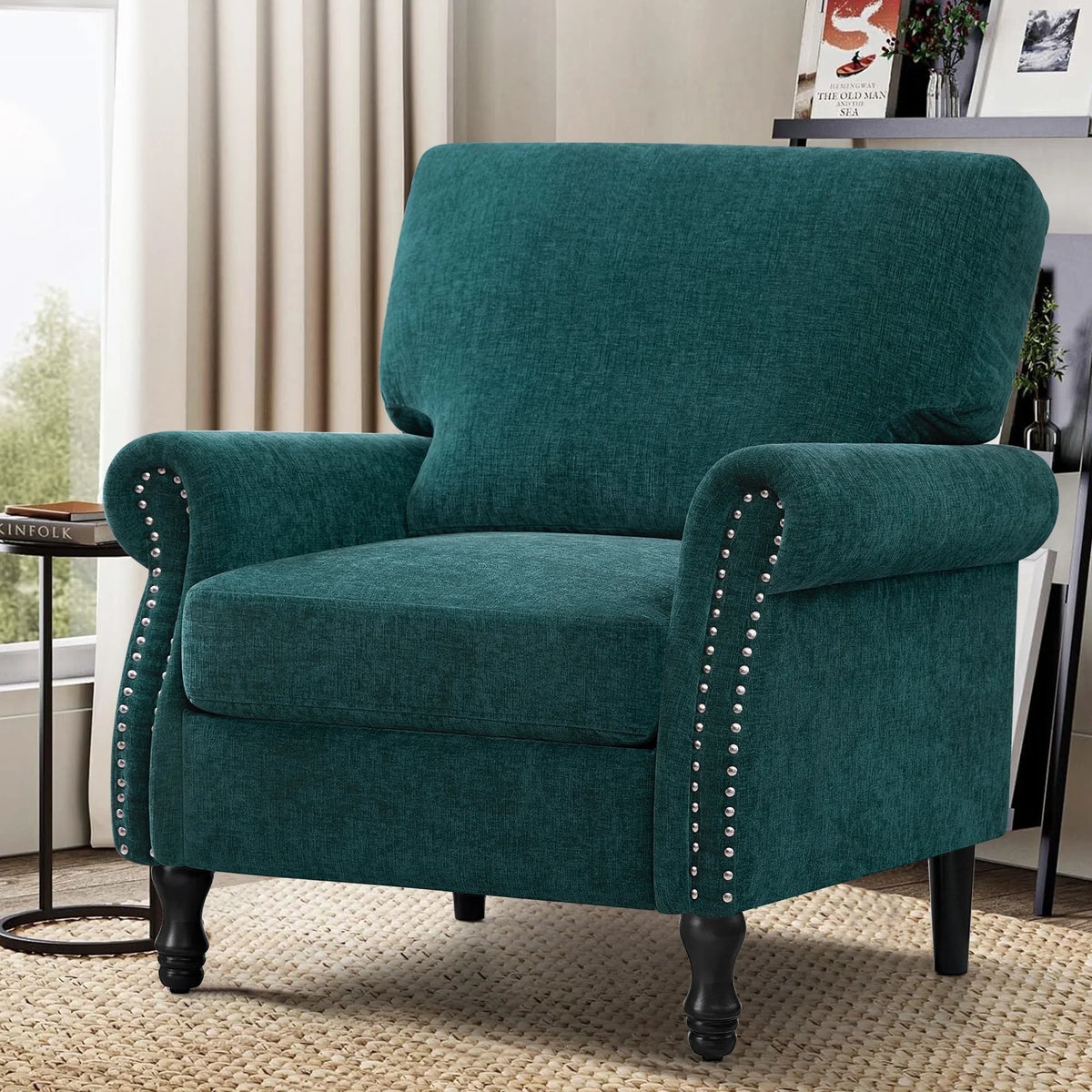 2026 NewCOOLHUT Modern Accent Chair Armchair, Linen Fabric Upholstered Comfy Single Sofa with Solid Wood Frame for Living Room, Gray