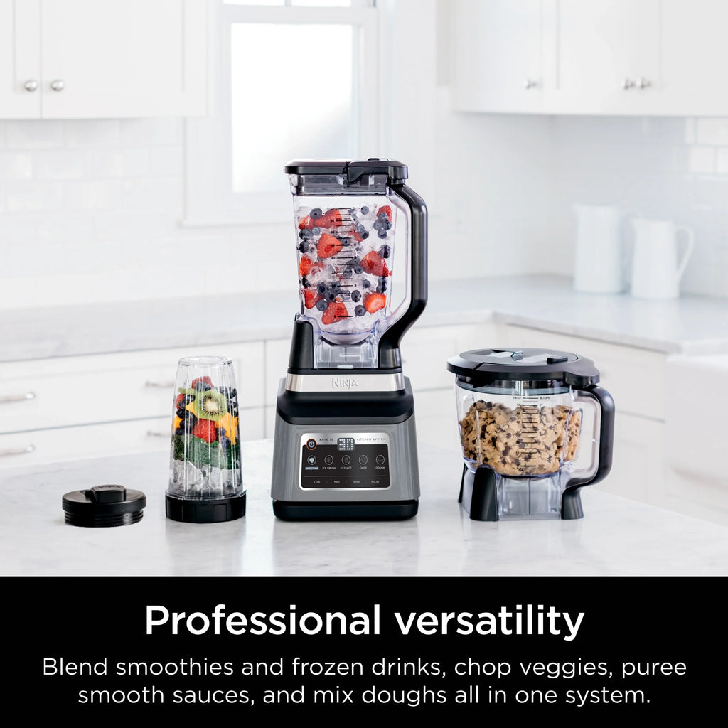 2026 NewNinja Professional Plus Kitchen System, 1400 Watts, 5 Presets for Smoothies, Chopping, Dough with Auto IQ, 72-oz.* Blender Pitcher, 64-oz. Processor Bowl, 24-oz. To-Go Cups, Black, BN800