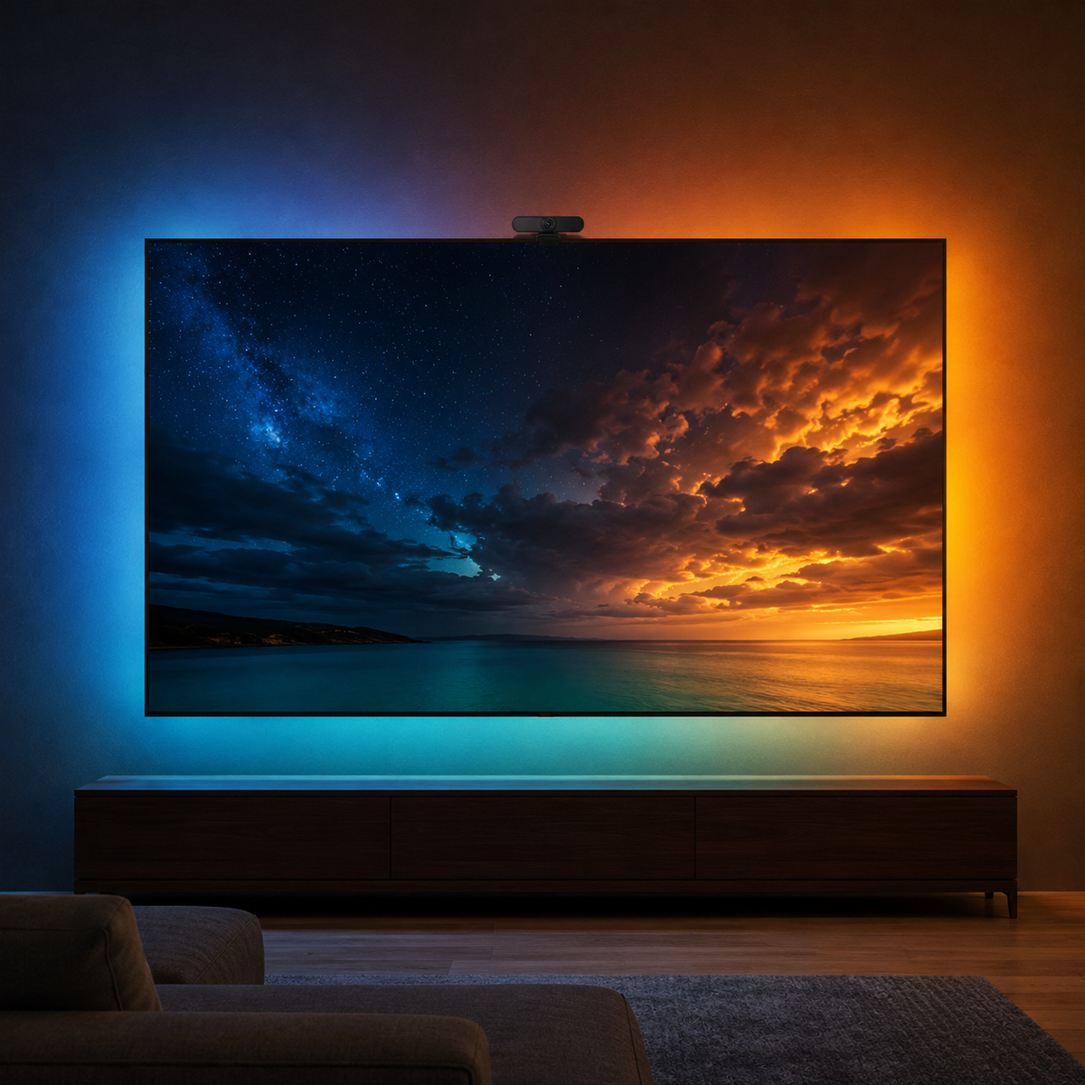 RGBICW TV Backlight with Camera, 16.4ft Smart LED Strip for 75-85 Inch TVs