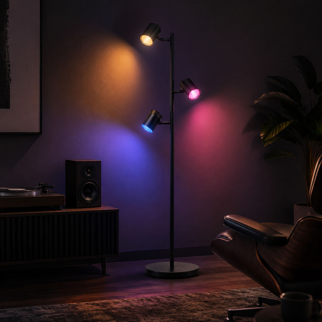 Matter-Compatible Smart Tree Floor Lamp, 3 Rotatable Lights, 64 Scenes & Music Sync
