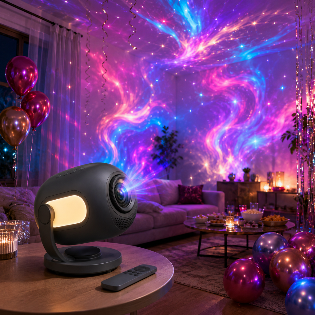 3D Galaxy Projector with 60 Scenes, Bluetooth Speaker, Timer, Remote and Night Light