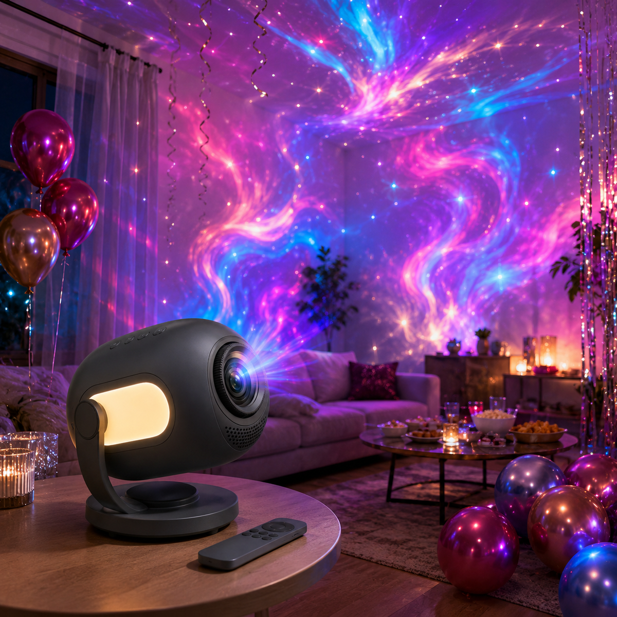 3D Galaxy Projector with 60 Scenes, Bluetooth Speaker, Timer, Remote and Night Light