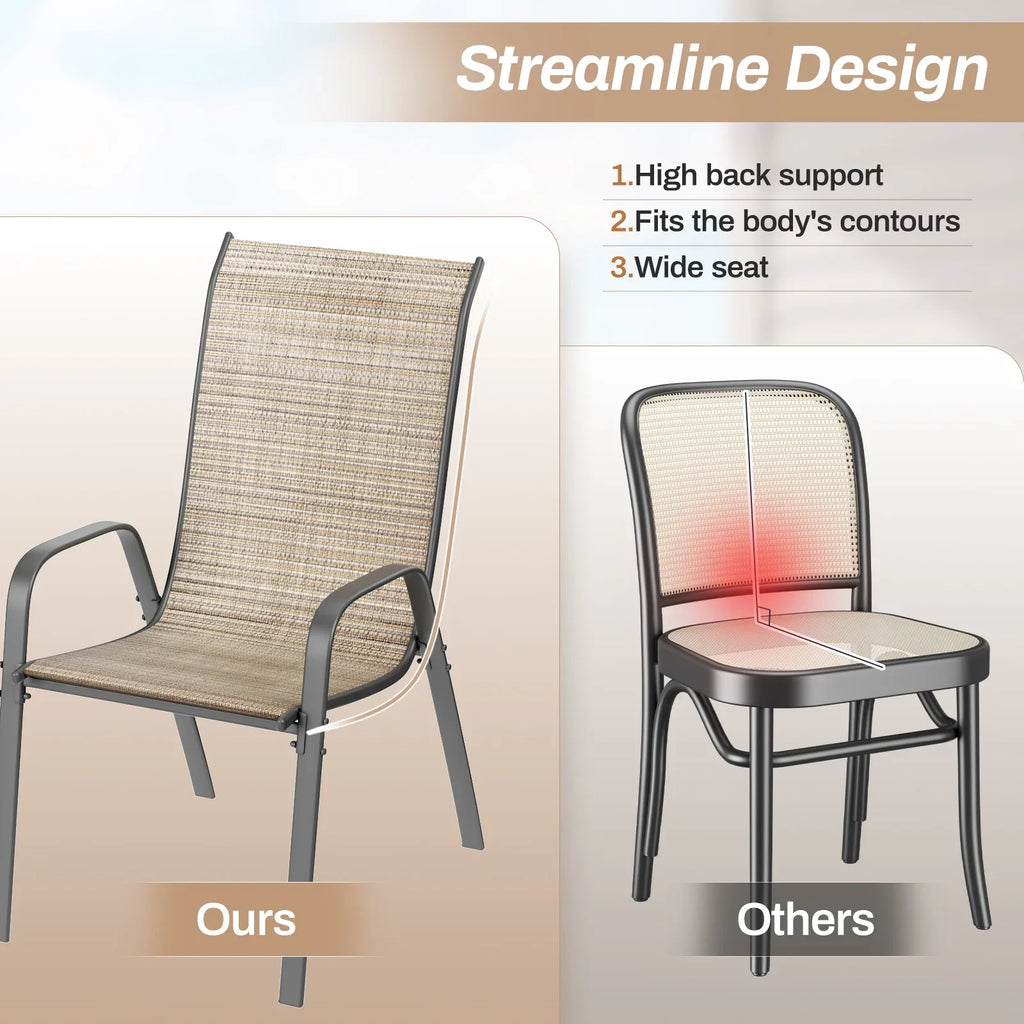 2026 NewArlopu 8Pcs Patio Dining Chairs Outdoor Stackable Armrest Chairs for Lawn Garden Backyard