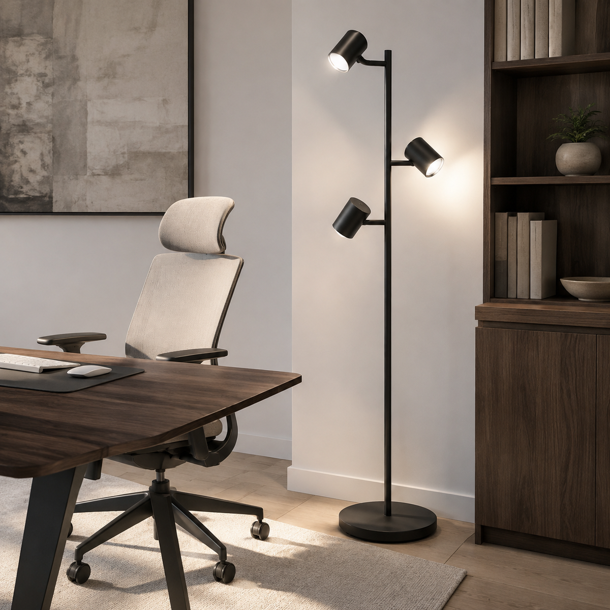 Matter-Compatible Smart Tree Floor Lamp, 3 Rotatable Lights, 64 Scenes & Music Sync