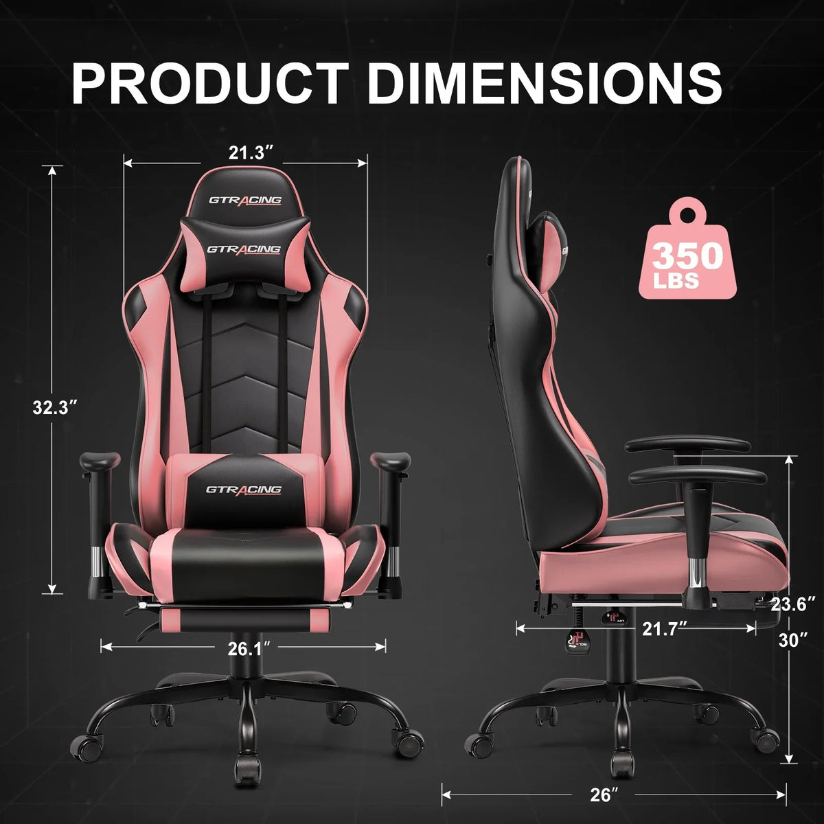 2026 NewGTRACING Gaming Chair, Ergonomic Office Desk Chair with Lumbar Support, PU Leather, Footrest & Adjustable Headrest, Red