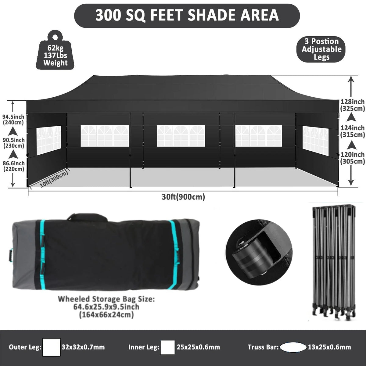 HOTEEL 10x20 Pop up Canopy with 6 Sidewalls Commercial Heavy Duty Canopy UPF 50+ All Weather Waterproof Outdoor Wedding Party Tents Gazebo with Roller Bag, Khaki