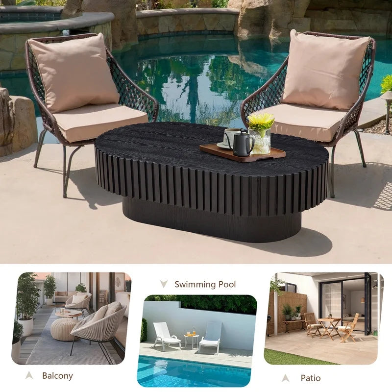 2026 NewFFH 43.7 inch Oval Coffee Table for Living Room,Handcraft Rustic Corner Coffee Table Nature Wood Relief Sturdy Pedestal for Apartmen,Side Table Centre Table,Nature Wood