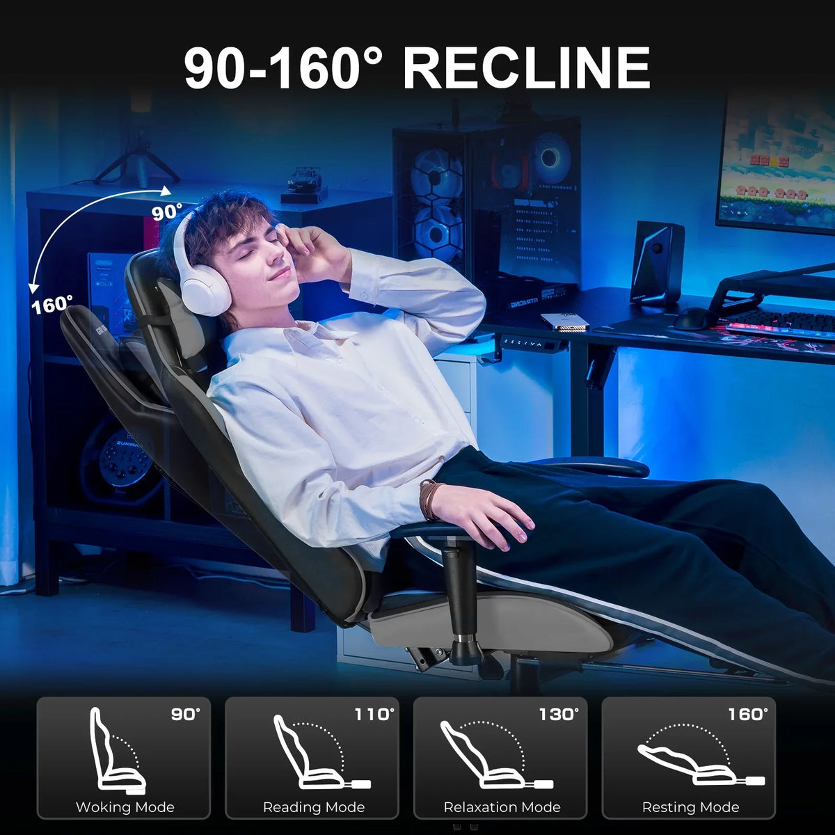 2026 NewGTRACING Gaming Chair, Ergonomic Office Desk Chair with Lumbar Support, PU Leather, Footrest & Adjustable Headrest, Red