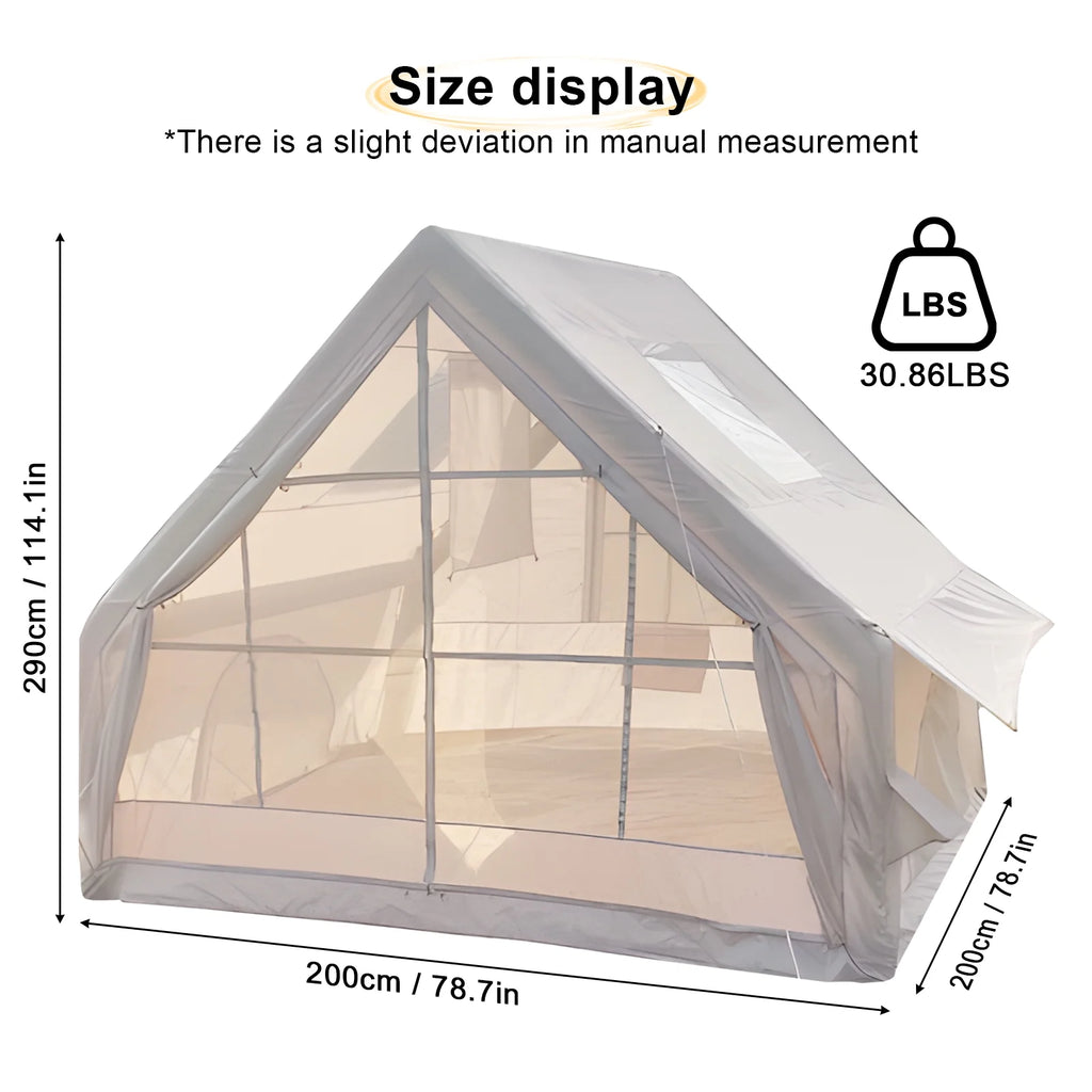 Inflatable Tent for Camping,1-6 Person Blow-up Air Tent,Easy Setup Waterproof Windproof Cabin Tent,4 Seasons Family Glamping Tent House