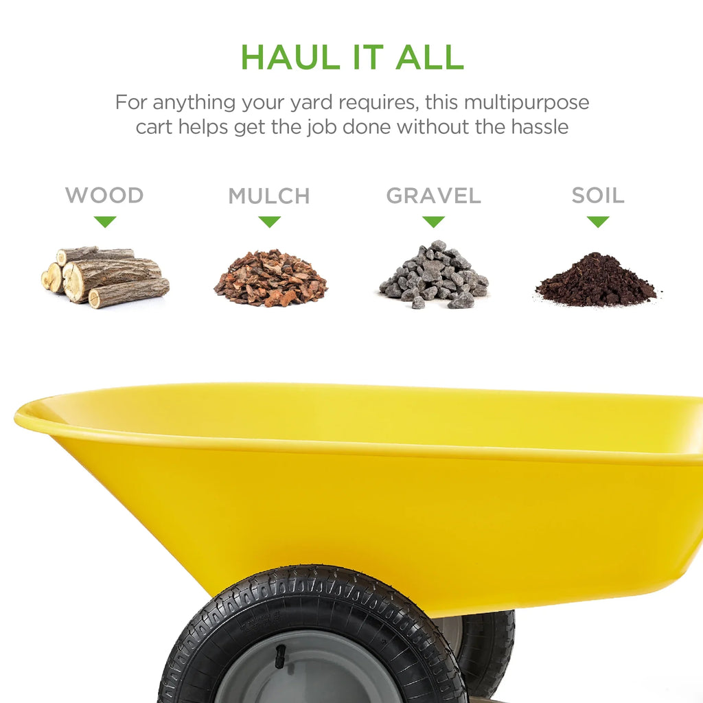 2026 NewBest Choice Products Dual-Wheel Home Wheelbarrow Yard Garden Cart for Lawn, Construction - Green