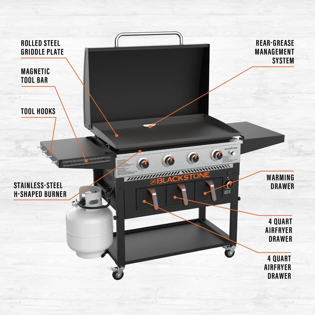 4-Burner 36" Griddle with Air Fryer and Hood