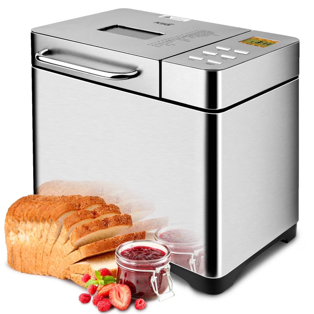 2026 NewKBS 19-in-1 2LB Bread Maker Machine Fully Automatic LCD Display，Stainless Steel Model# 013