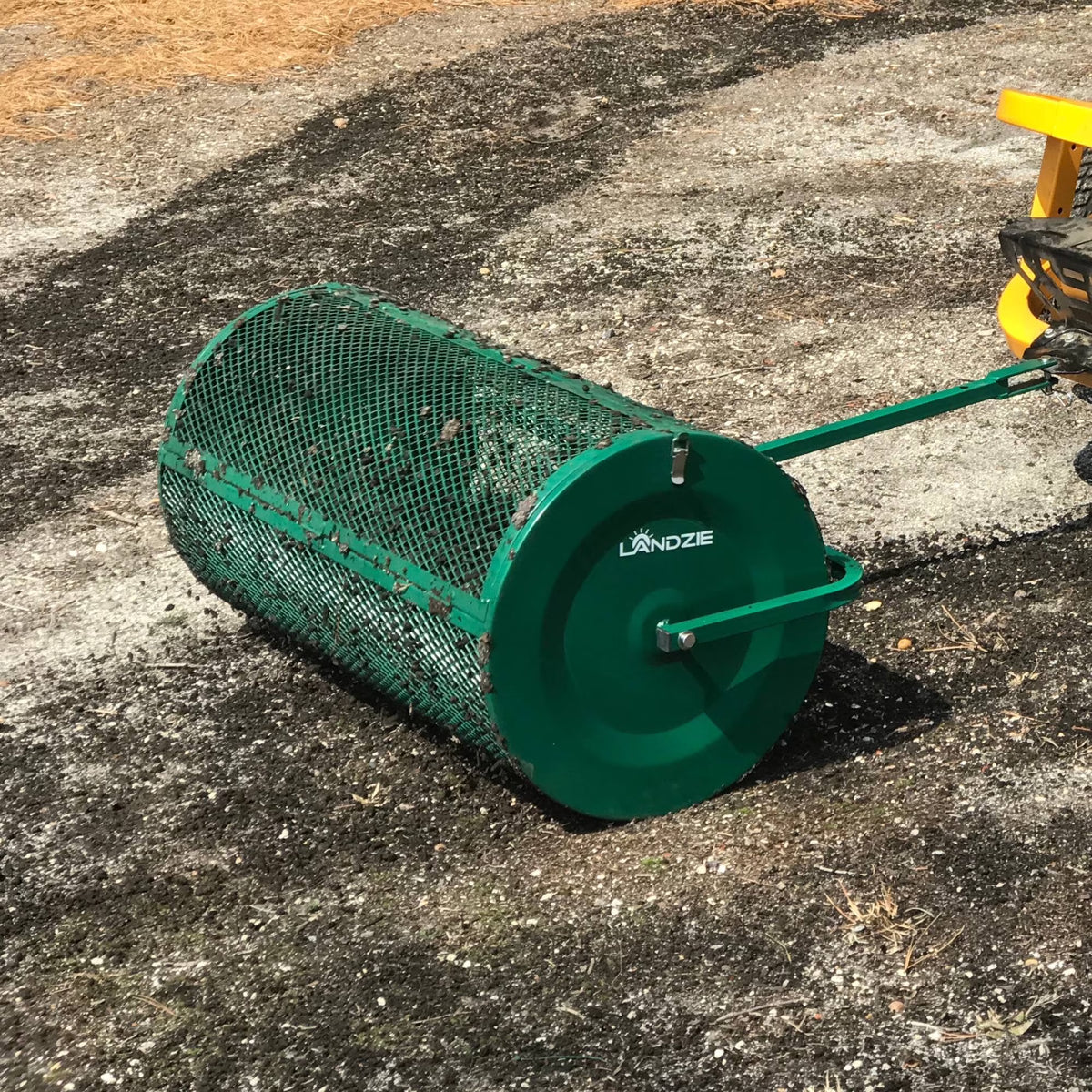 2026 NewLandzie Compost Spreader 24 Inch Walk-Behind Lawn & Garden Spreader with Metal Mesh Basket