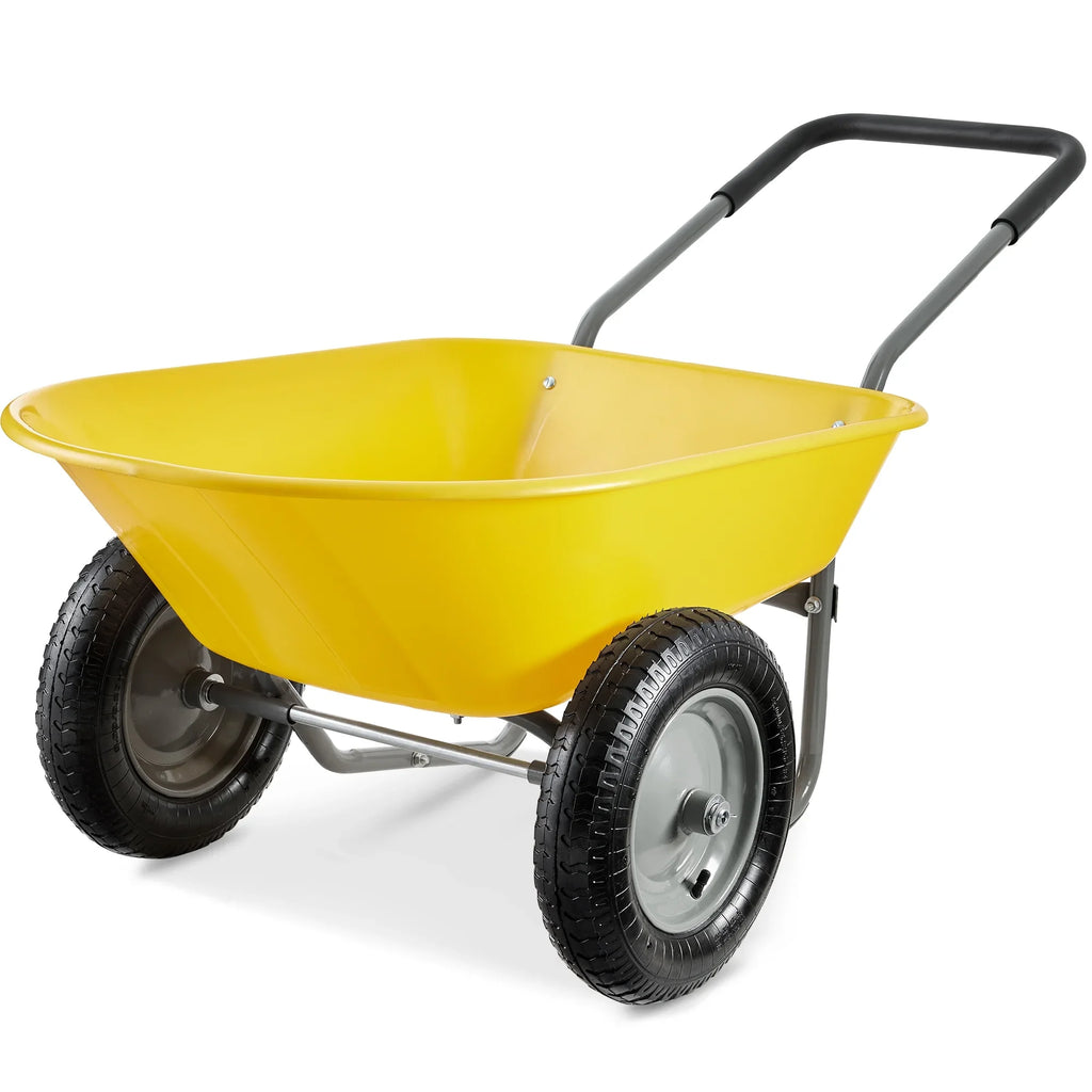 2026 NewBest Choice Products Dual-Wheel Home Wheelbarrow Yard Garden Cart for Lawn, Construction - Green