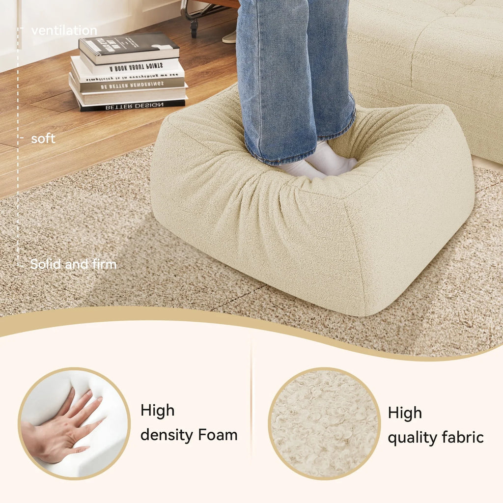 2026 NewVFD Bean Bag Chairs for Adults, Beanbag Chair with Ottoman Lounge Sofa Memory Foam Comfy Reading Chair for Bedroom & Living Room, Lazy Floor Sofa Couch