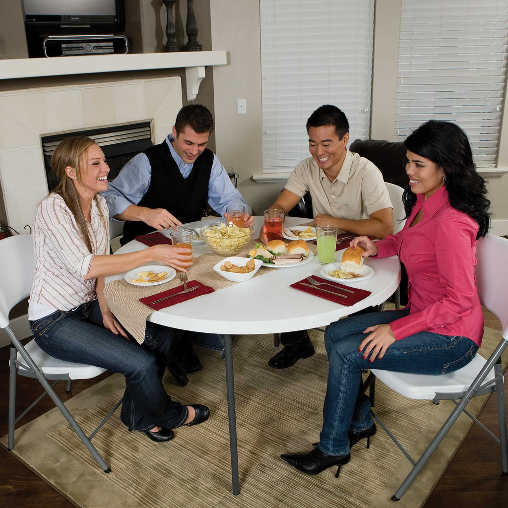 Lifetime 48 inch Round Fold-in-Half Table, Indoor/Outdoor Essential, White Granite (280064)