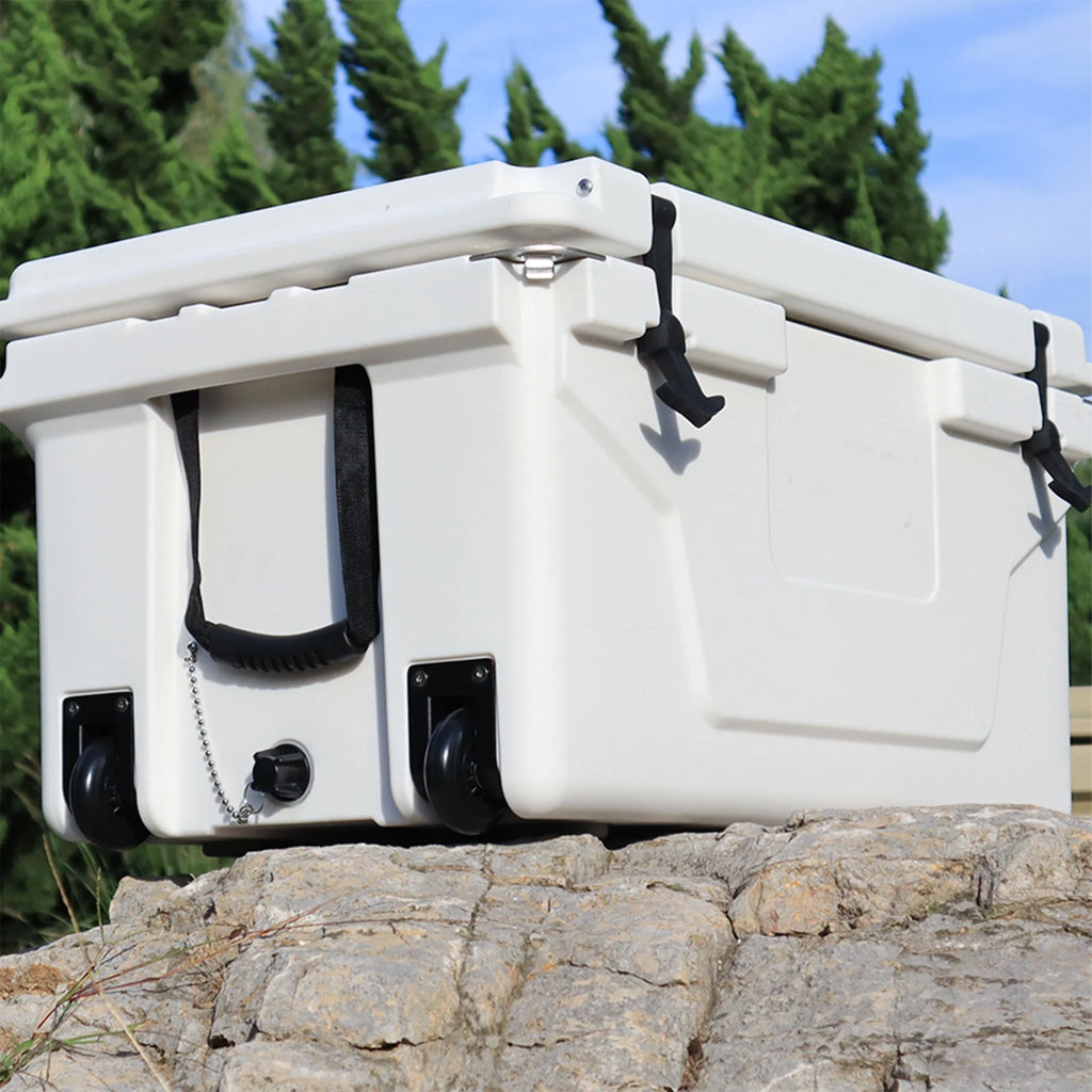 Segmart 65QT Hard Insulated Portable Cooler for Camping, Ultra-Light Insulated Ice Chest Box with 2 Wheels, Leak-Proof Cooler for Drink, Beverage, Beach, Camping, Picnic, Barbecue, Khaki