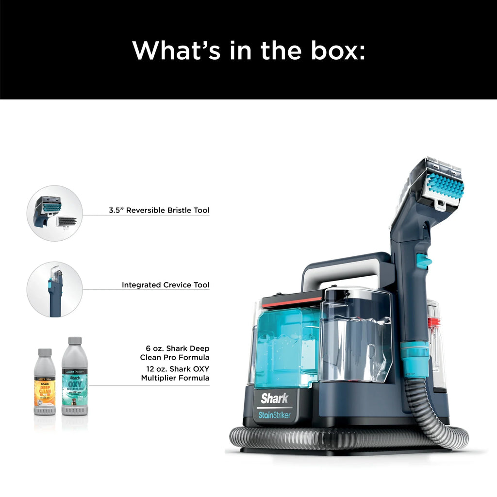 2026 NewShark StainStriker Carpet and Upholstery Cleaner, Portable with 2 Tools, 6oz Deep Clean Pro Formula and 12oz OXY Multiplier Formula, PX200 Navy/White