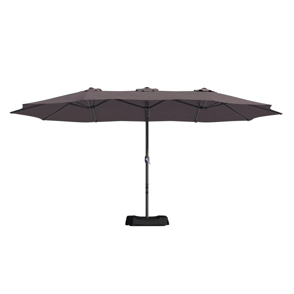 2026 NewMondawe 15ft Patio Umbrella Rectangular Outdoor Market Umbrella with Base and LED Lights Beige