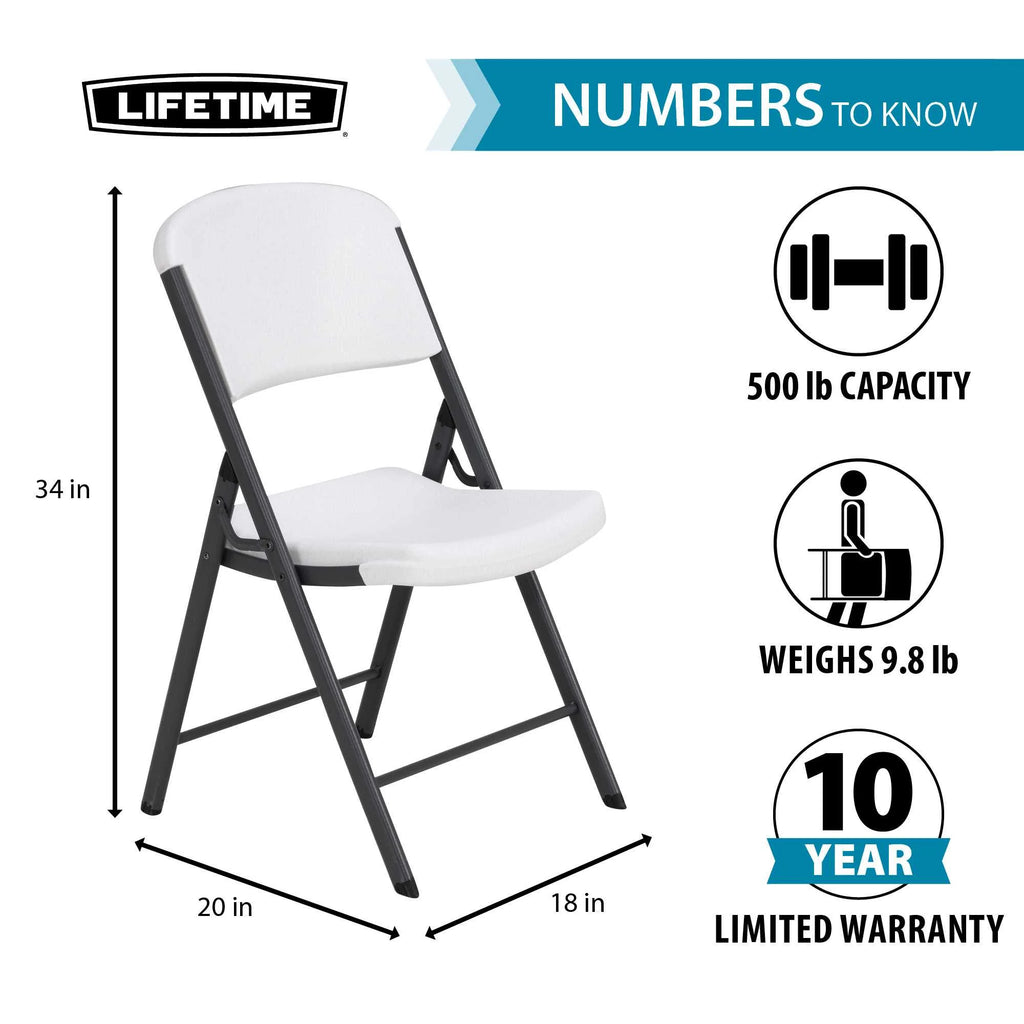Lifetime (4) 8-Foot Rectangle Stacking Tables and (32) Chairs Combo Indoor/Outdoor Commercial Grade, White Granite (80410)