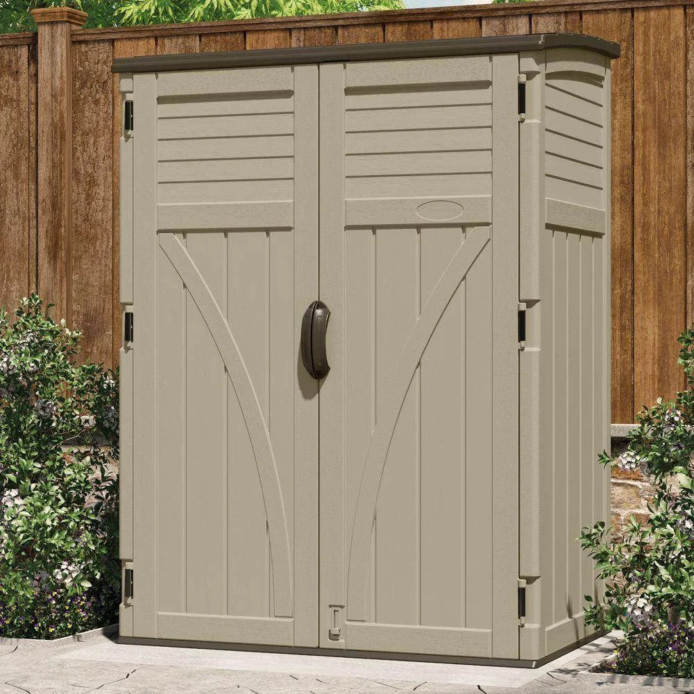 2026 NewSuncast Large Vertical Shed for Storing Oudoor Tools, & Equipment, Sand