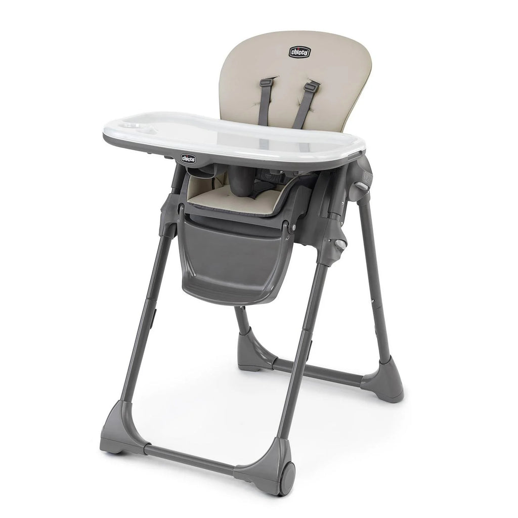 2026 NewChicco Polly Space-Saving Fold Easy Clean Highchair - Taupe (Beige). New