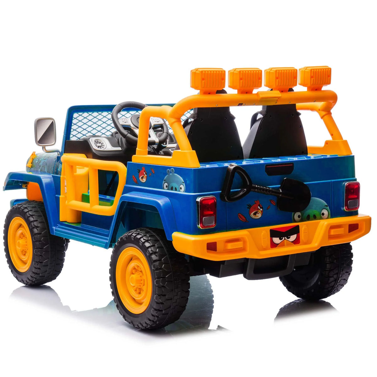 2026 NewJoyracer 24 Volt Ride on Toys for Big Kids, Licensed Angry Birds Ride on Truck with Remote, 2 Seater 4WD Electric Ride ons with Shovel, Bluetooth, Lights, Power Car Wheels for 3-8, 130lbs, Green