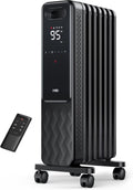 2026 NewDreo Oil Filled Radiator, Electric Radiant Heaters for indoor use Large Room with Remote Control, Child Lock, 4 Modes, Overheat & Tip-Over Protection, 24h Timer, Digital Thermostat, Quiet, 1500W