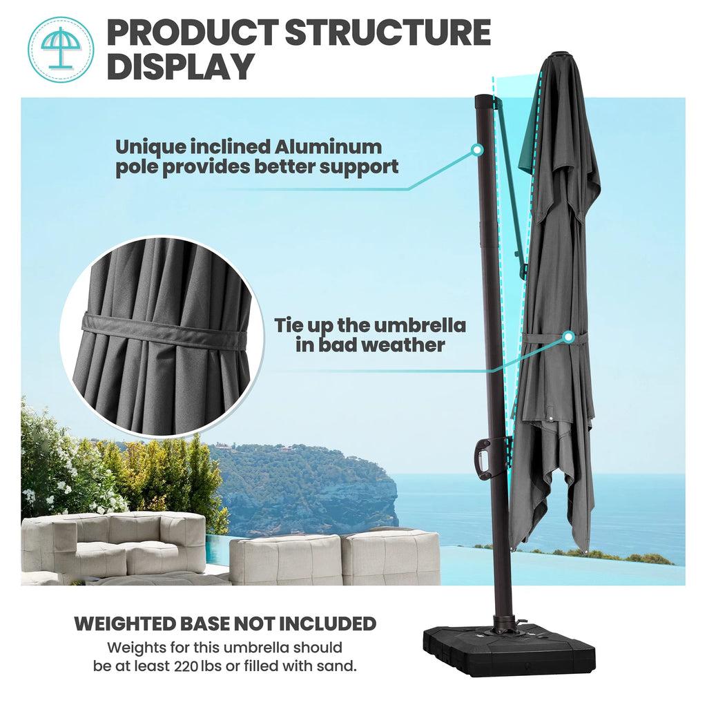 2026 NewPellebant 10 ft. x 10 ft. Square Double Top Patio Cantilever Umbrella, Navy Blue