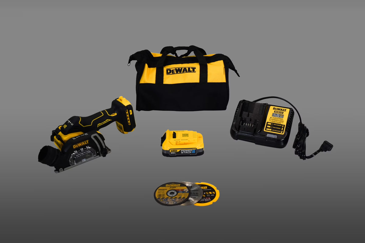 DeWalt DCS438E1 20V MAX XR Cordless Brushless 3" Cut-Off Tool Kit with 1.7Ah Compact Battery, Charger & Tool Case