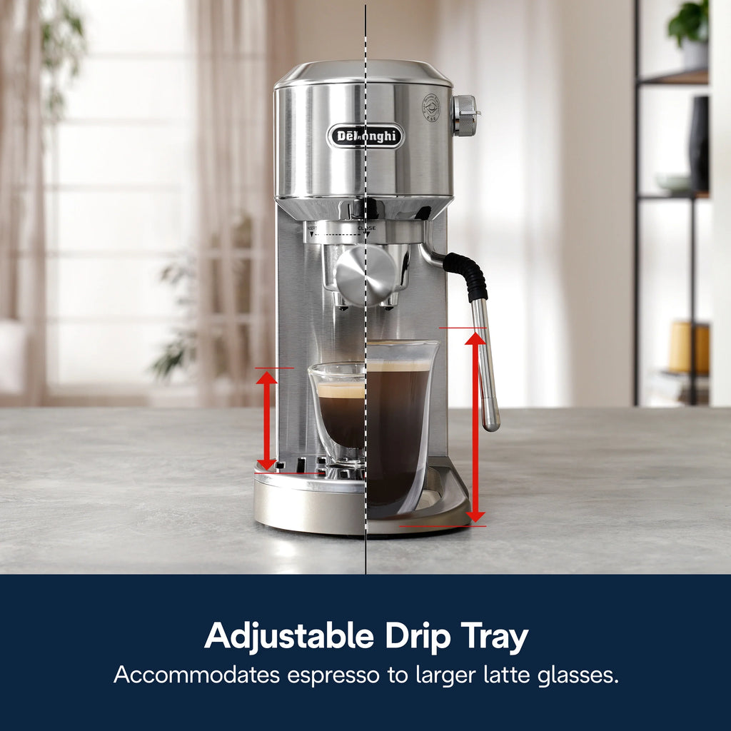 2026 NewDe’Longhi Dedica Duo Espresso Machine, Compact Size with Built in Frother for Latte Art, Brew Espresso, Cold Brew, Lattes & More, Stainless Steel