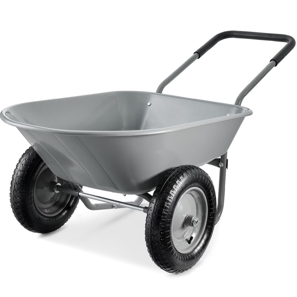 2026 NewBest Choice Products Dual-Wheel Home Wheelbarrow Yard Garden Cart for Lawn, Construction - Green