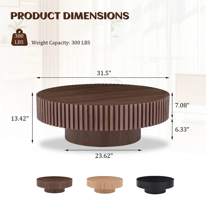 2026 NewFFH 43.7 inch Oval Coffee Table for Living Room,Handcraft Rustic Corner Coffee Table Nature Wood Relief Sturdy Pedestal for Apartmen,Side Table Centre Table,Nature Wood