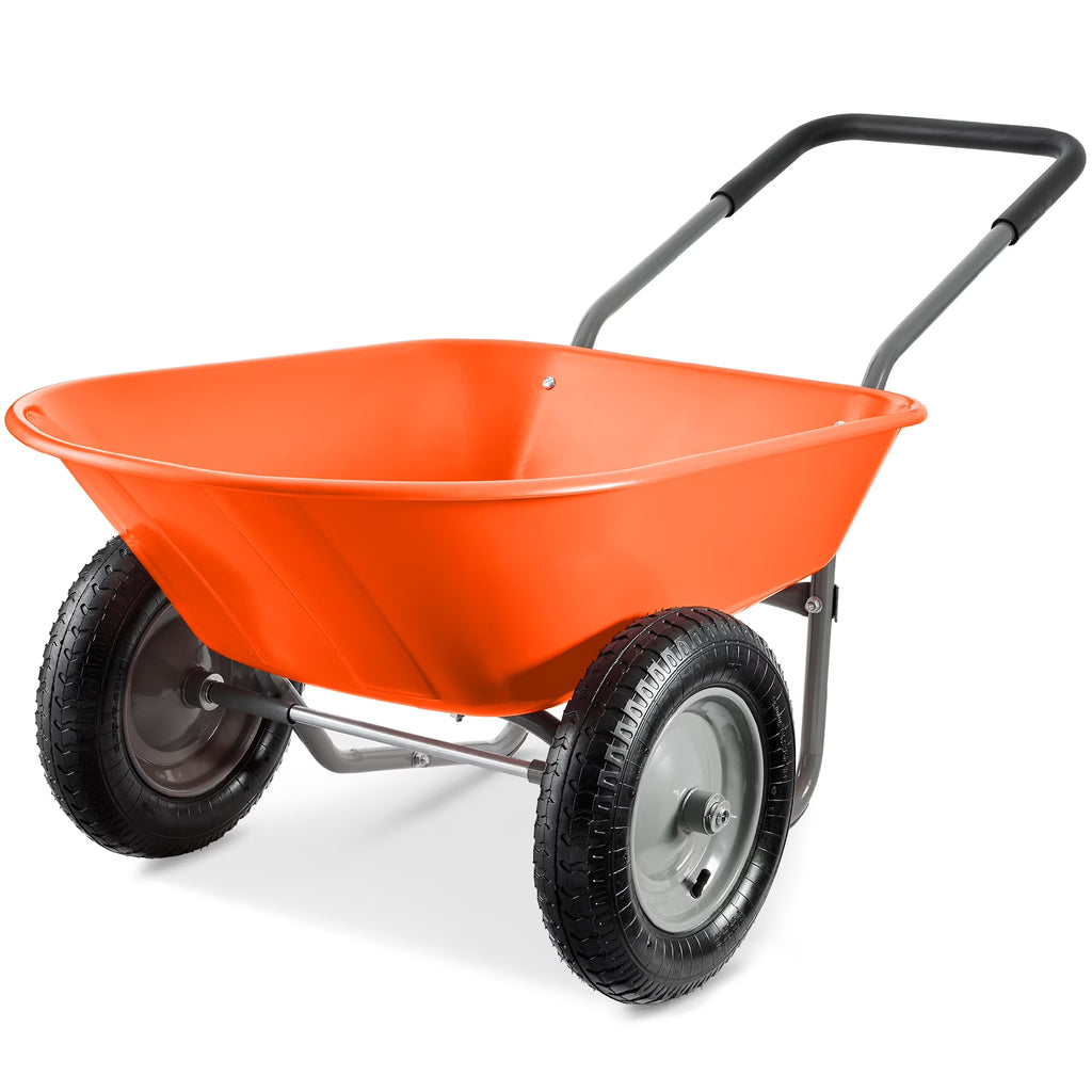 2026 NewBest Choice Products Dual-Wheel Home Wheelbarrow Yard Garden Cart for Lawn, Construction - Green