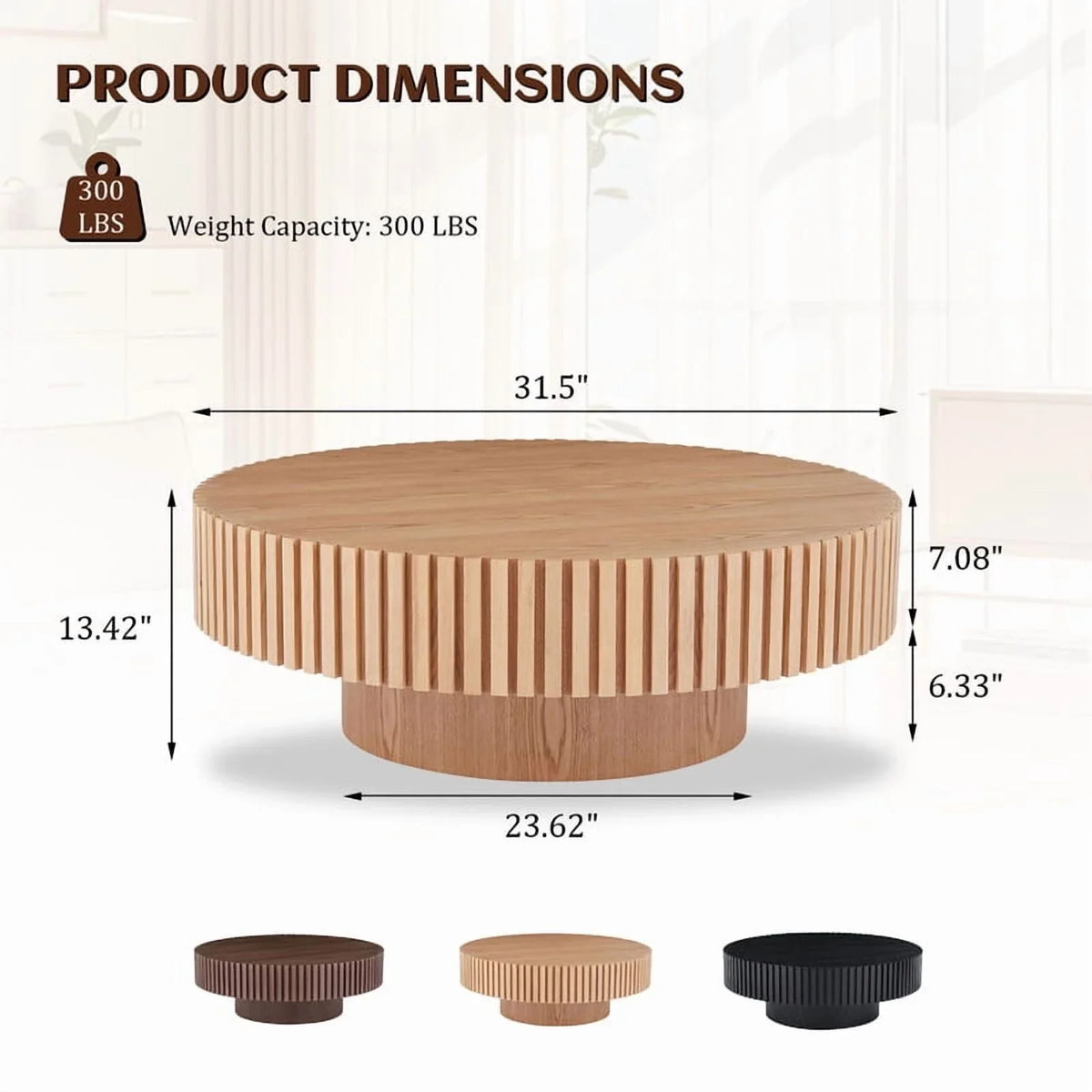 2026 NewFFH 43.7 inch Oval Coffee Table for Living Room,Handcraft Rustic Corner Coffee Table Nature Wood Relief Sturdy Pedestal for Apartmen,Side Table Centre Table,Nature Wood