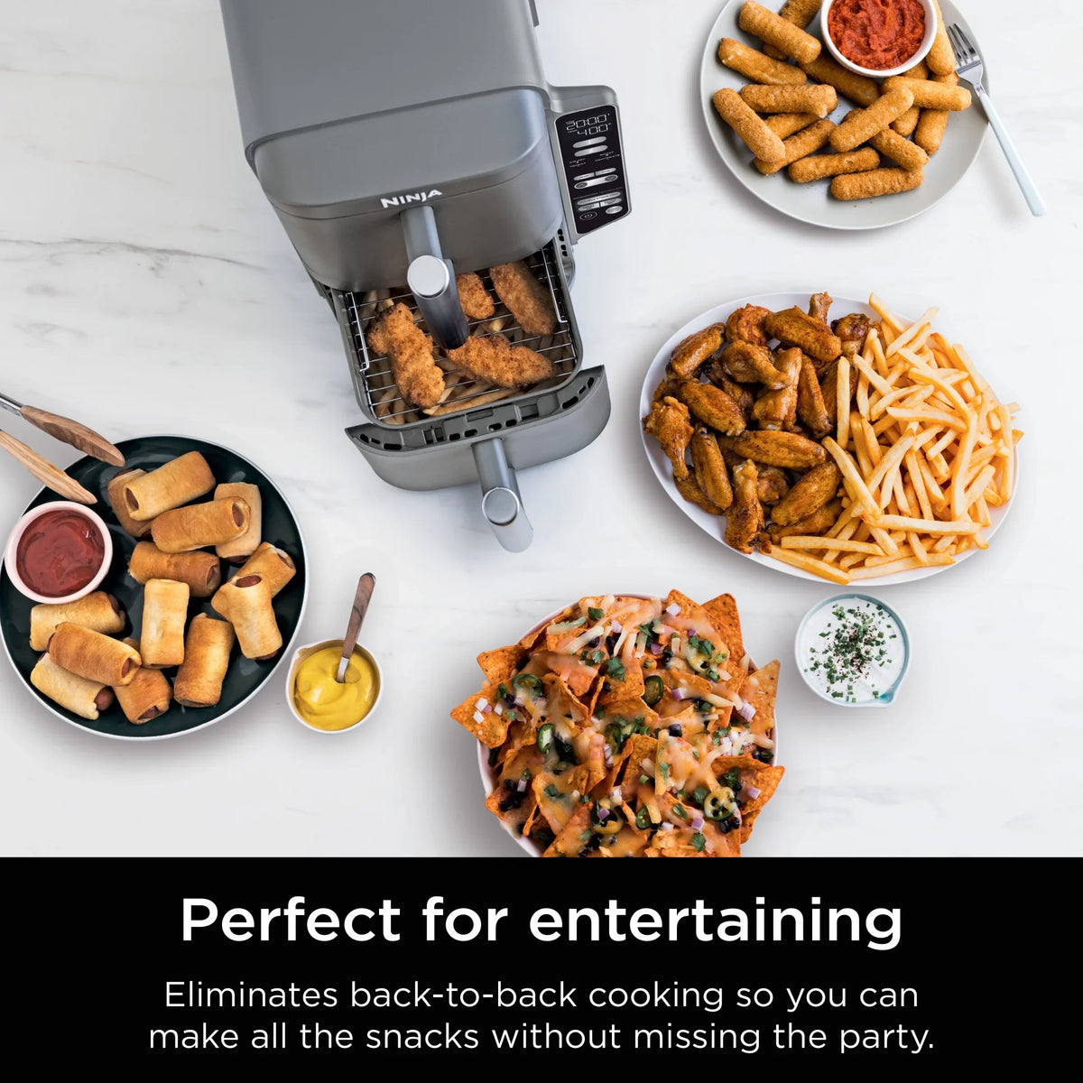 2026 NewNinja DoubleStack XL 2-Basket Air Fryer, DoubleStack Technology Cooks 4 Foods at Once, Space Saving Design, 10 QT, 4-in-1, Smart Finish & Match Cook, SL400