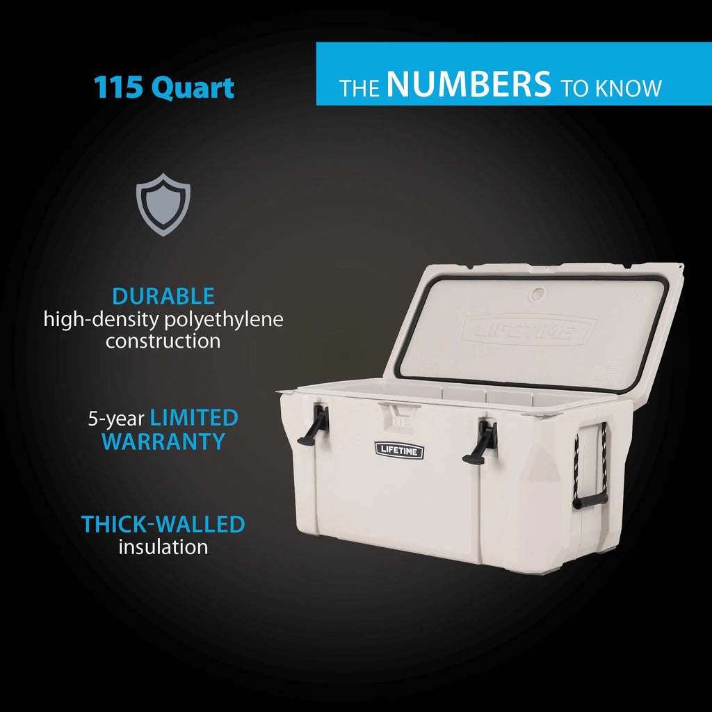 Lifetime 65 qt Bear-Resistant Camping Cooler, Premium High Performance, Ice Retention, Hard Cooler, 75 Can Capacity, Arctic White (91108)